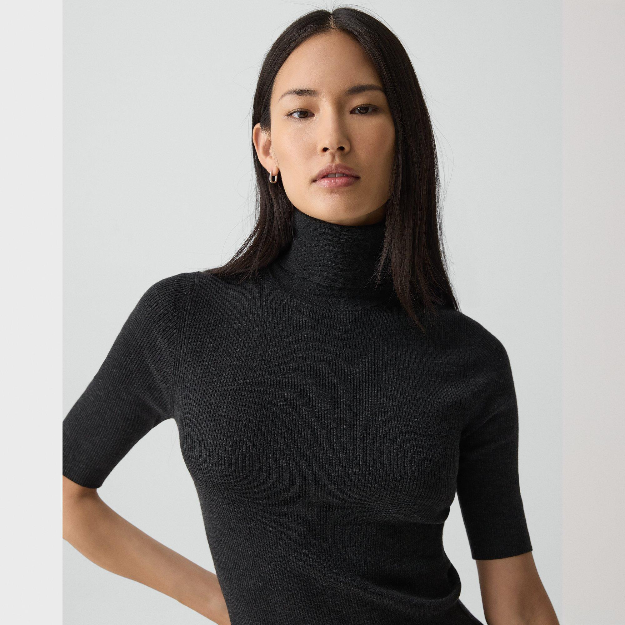 Leenda Short-Sleeve Turtleneck in Regal Wool - 5