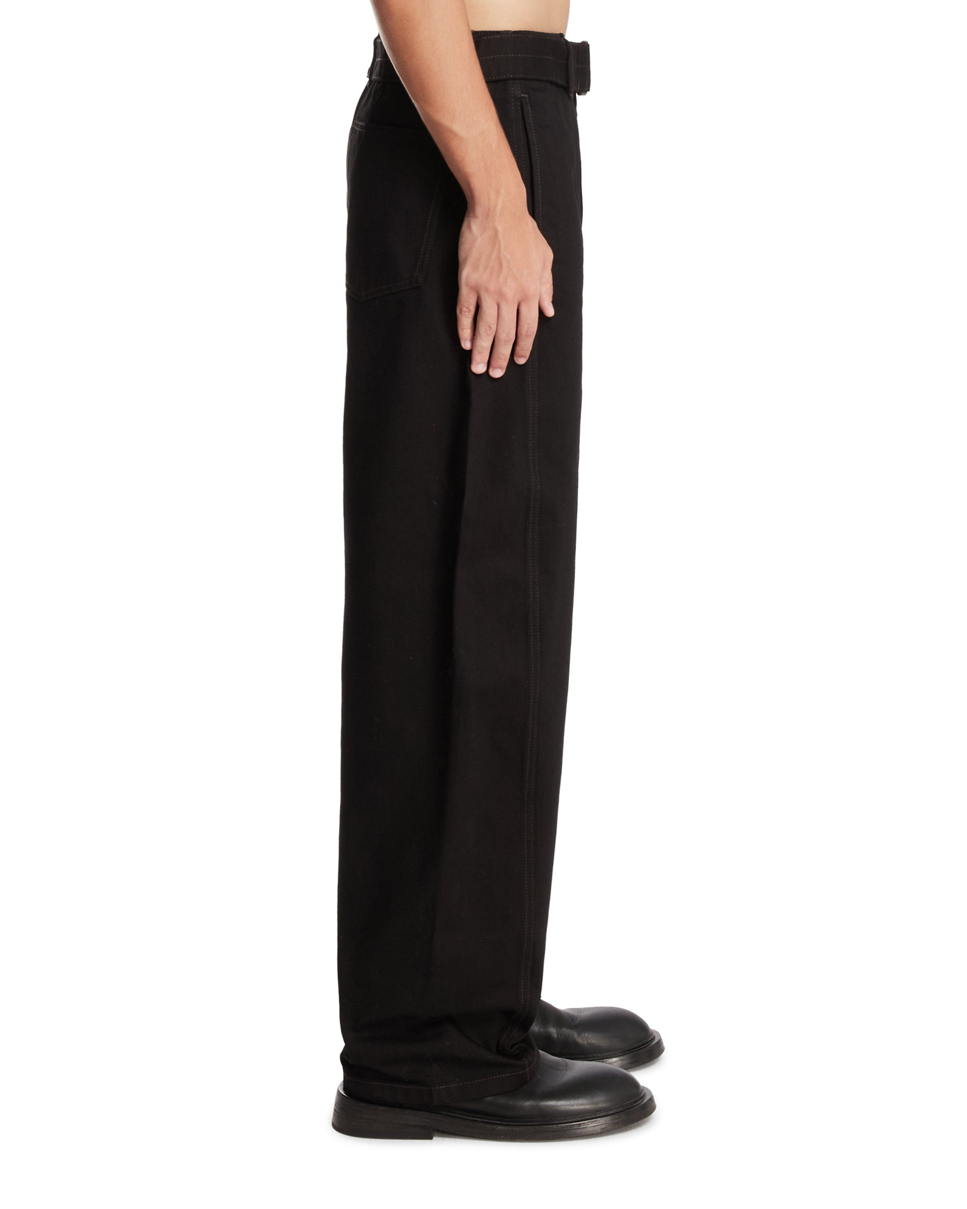 Black Twisted Trousers with Belt - 5