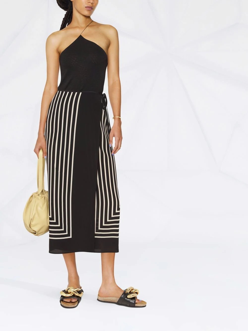 striped silk wrap skirt - 2