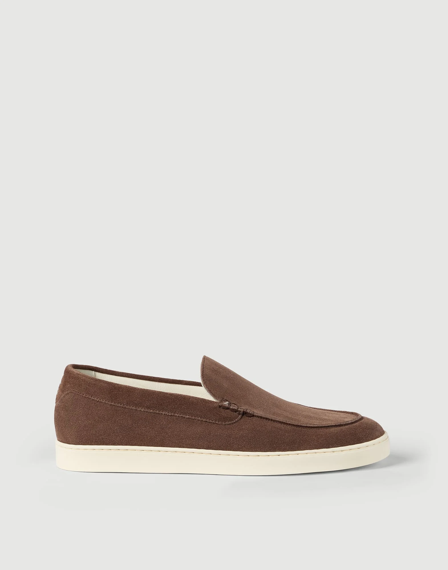 Chevron-effect suede loafer sneakers - 1