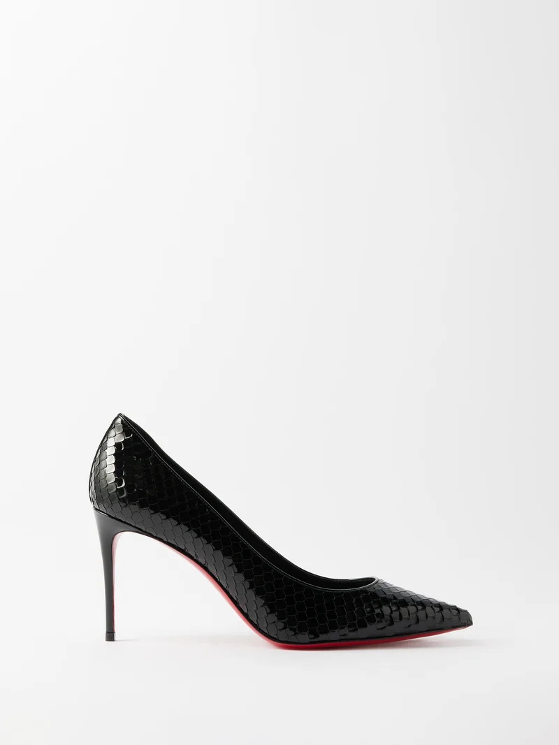 Christian Louboutin Kate 85 snake-effect patent-leather