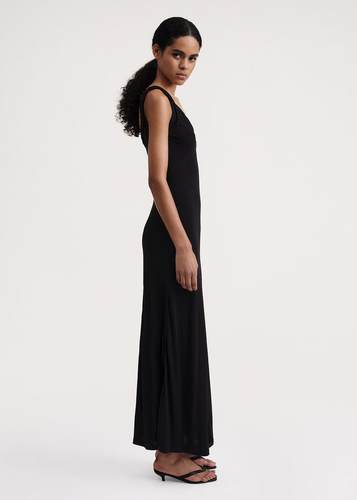 Twist strap jersey maxi dress black - 3