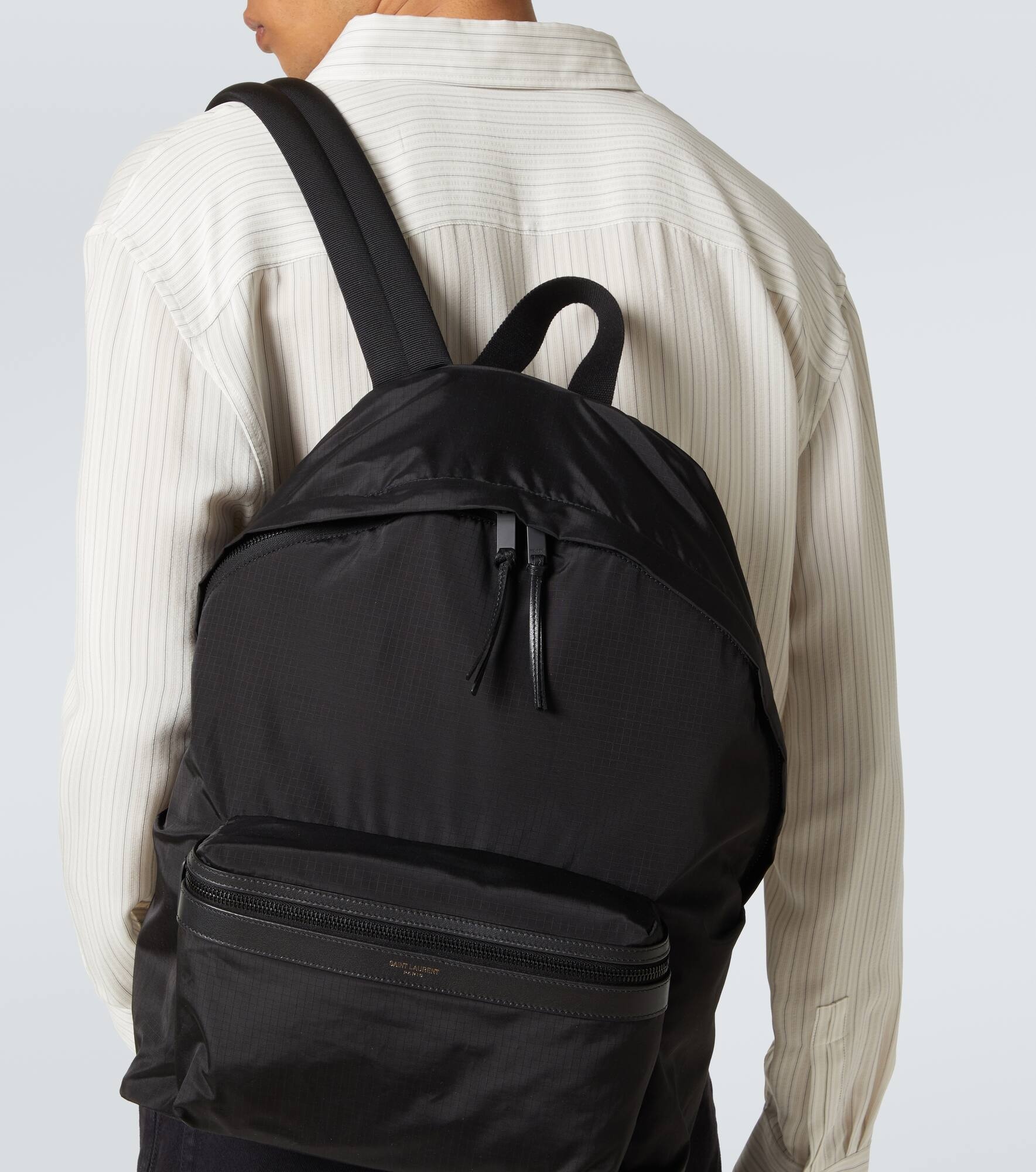 City leather-trimmed ripstop backpack - 3