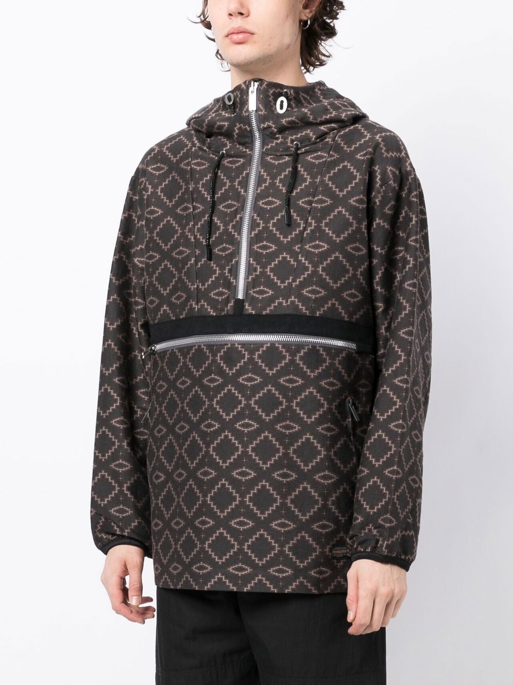 geometric pattern half-zipped jacket - 3