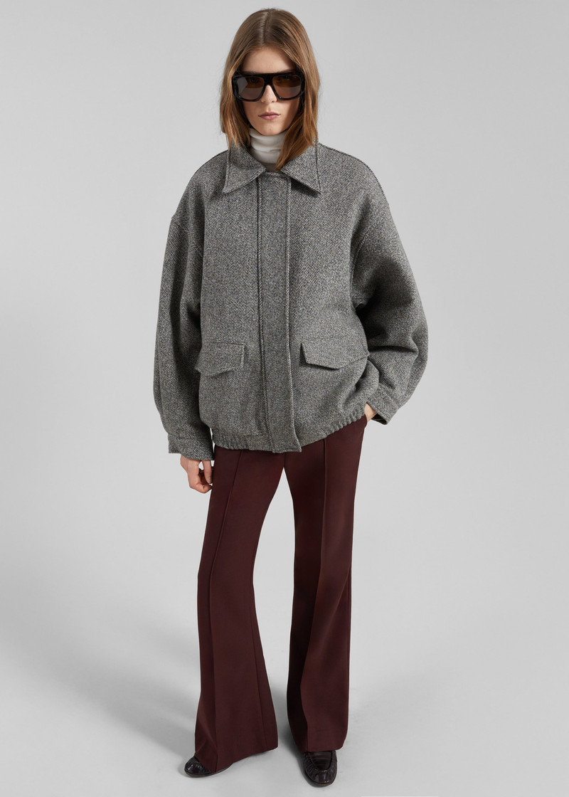 Vanves Wool Blouson Jacket - Grey Melange 6