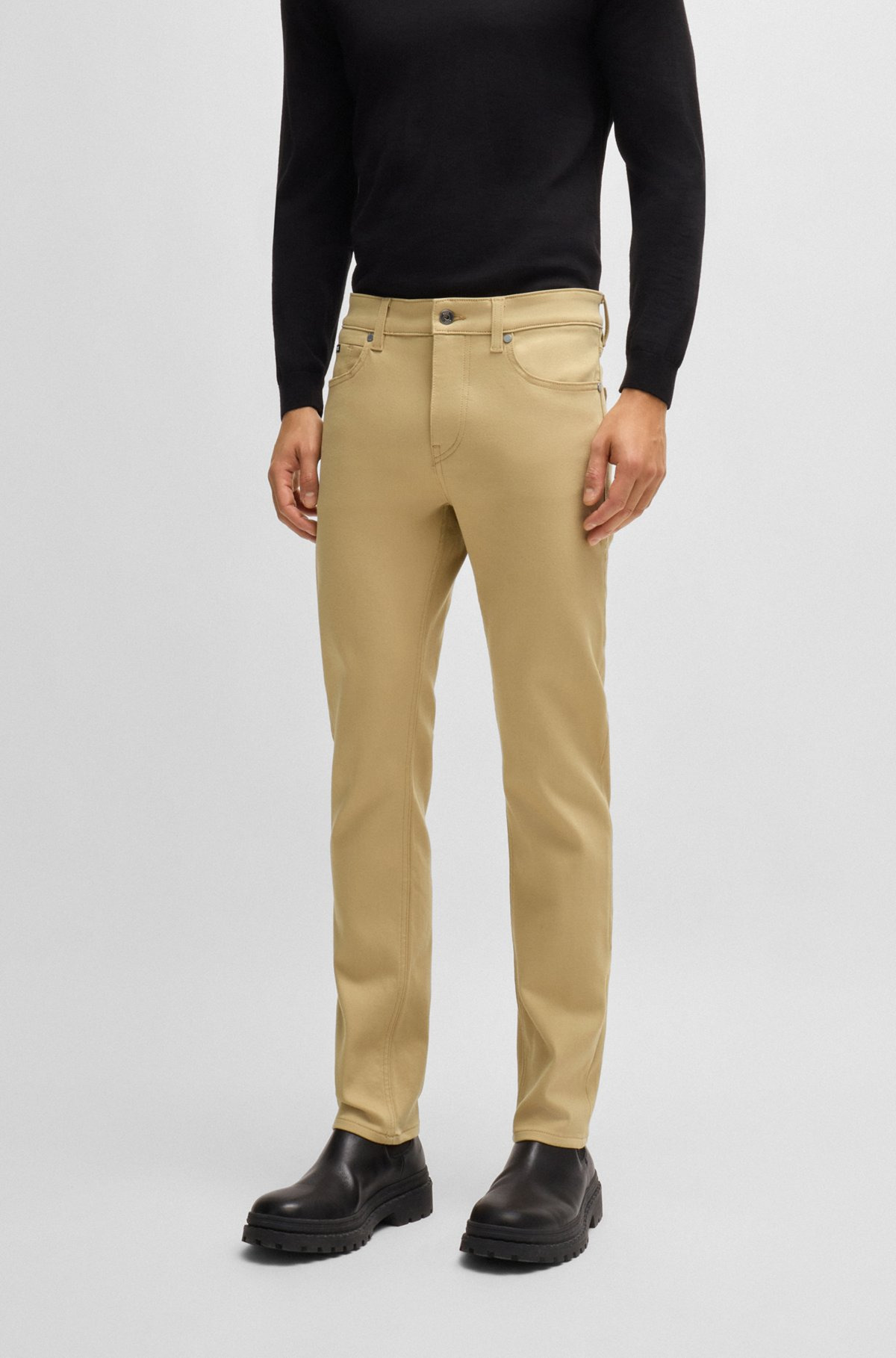 SLIM-FIT JEANS IN BEIGE STRETCH DENIM - 2