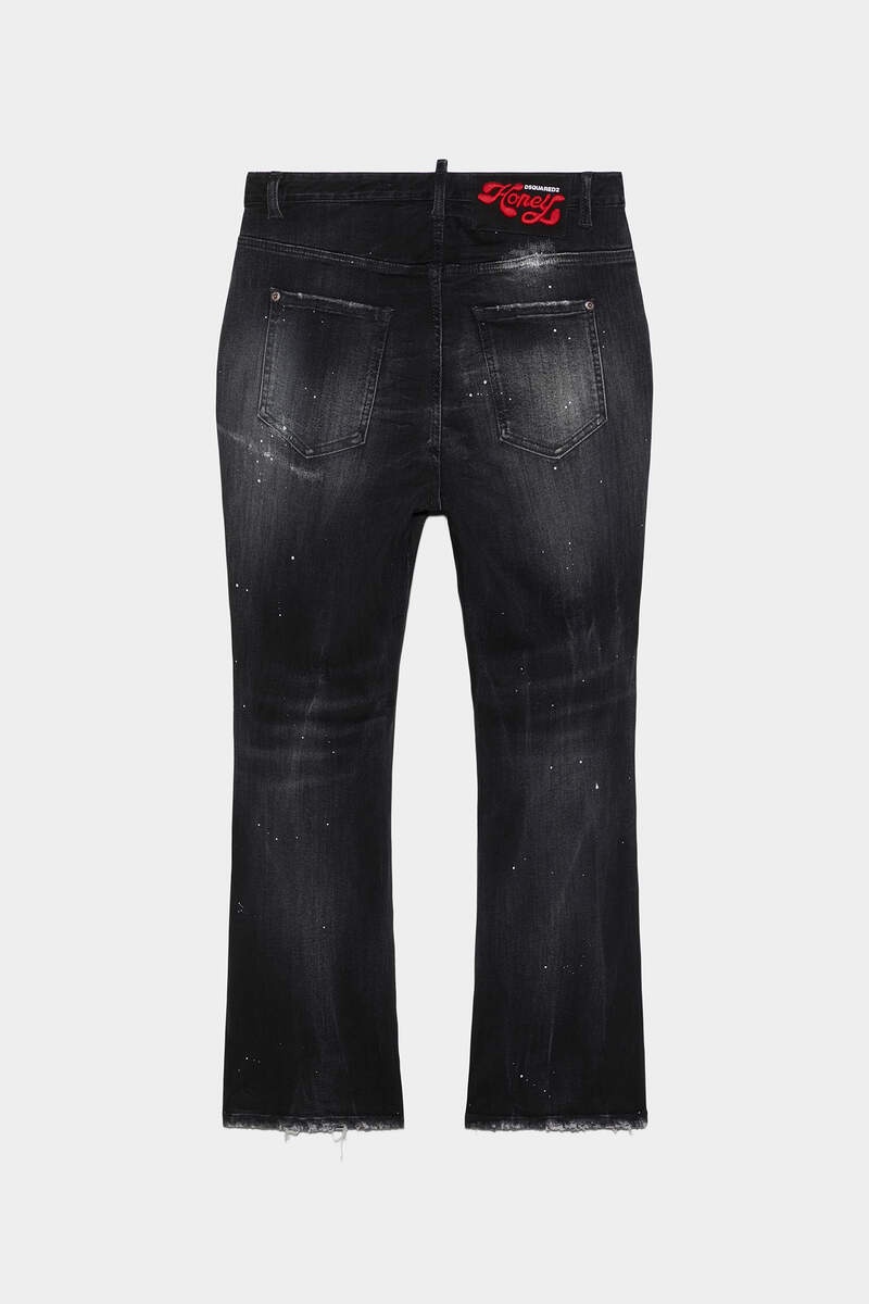 BLACK WASH HIGH WAIST BELL BOTTOM JEANS - 2
