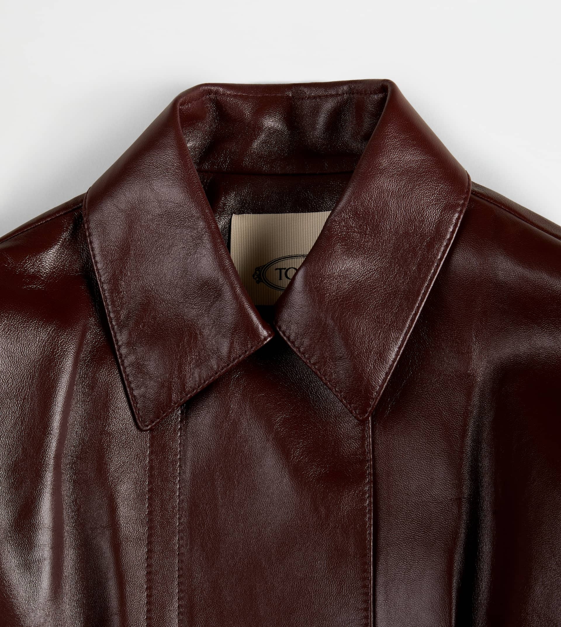 JACKET IN LEATHER - BROWN - 8