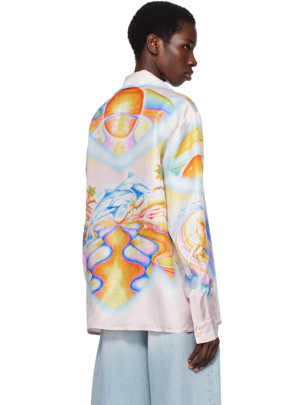 Multicolor Psychedelic Nirvana Long Sleeve Silk Shirt - 3