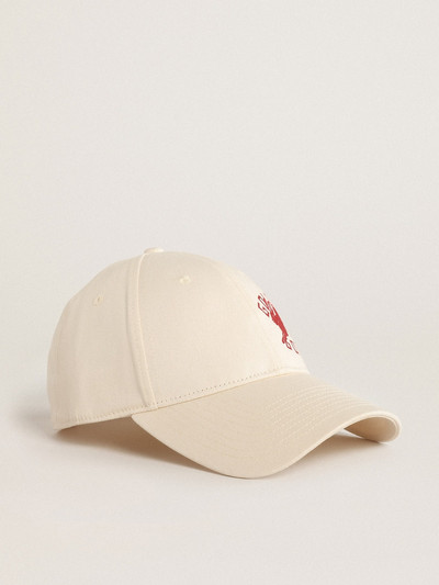 Golden Goose Heritage white baseball cap with CNY logo outlook