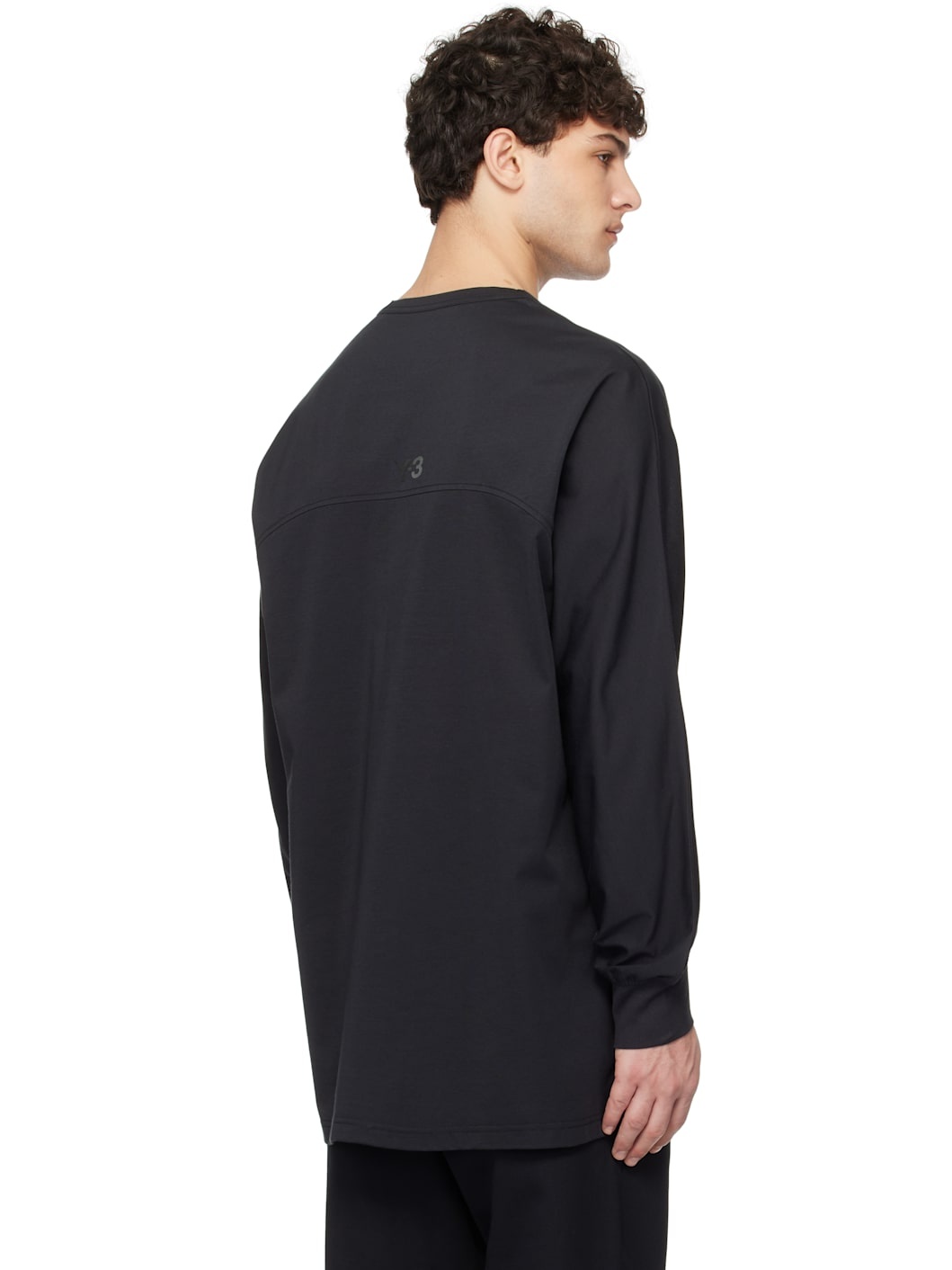 Y-3 Black Mesh Stripes Long Sleeve T-shirt | REVERSIBLE