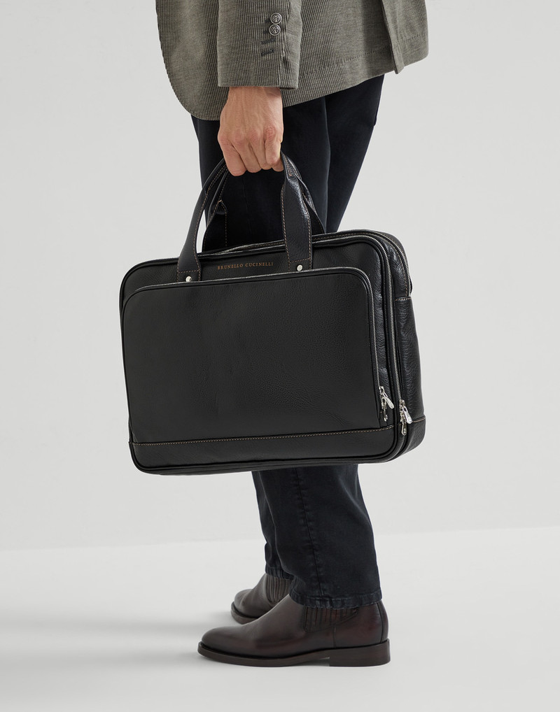 Grained calfskin briefcase with zipper 4