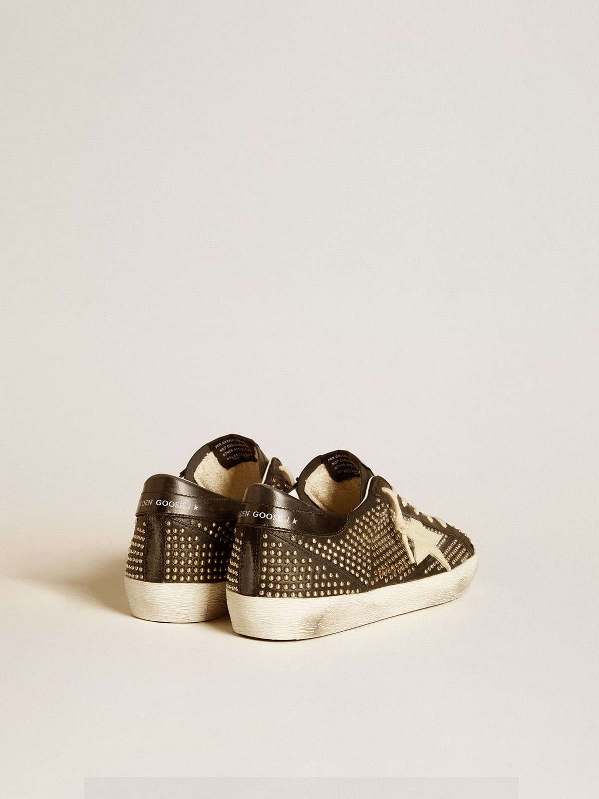 Men’s Super-Star in studded black nappa with white leather star - 5