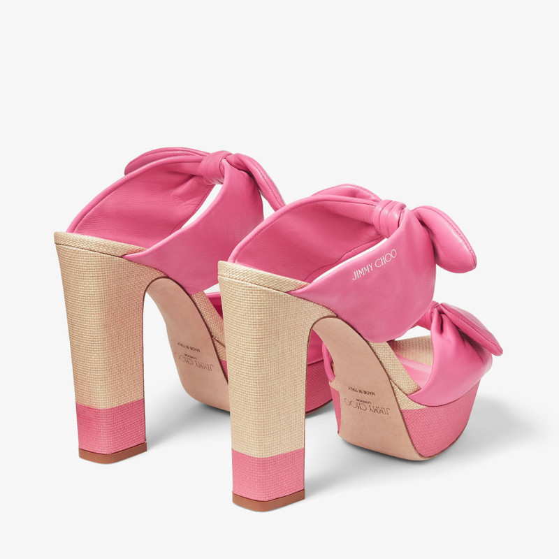 JIMMY CHOO Rua 120
Natural/Candy Pink Raffia and Leather Platform Sandals outlook