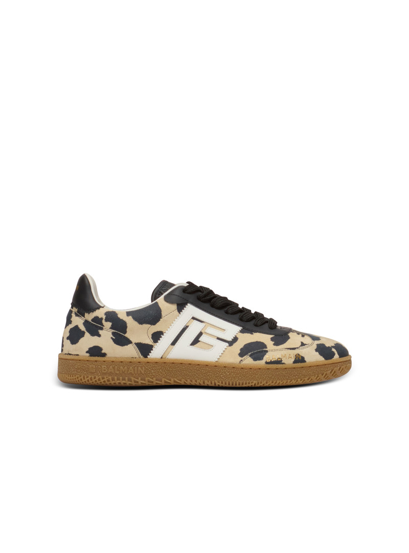 Balmain Swan leopard print suede leather trainers 1