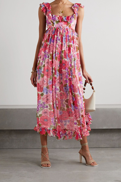 Zimmermann Poppy open-back ruffled floral-print silk-crepon midi dress outlook