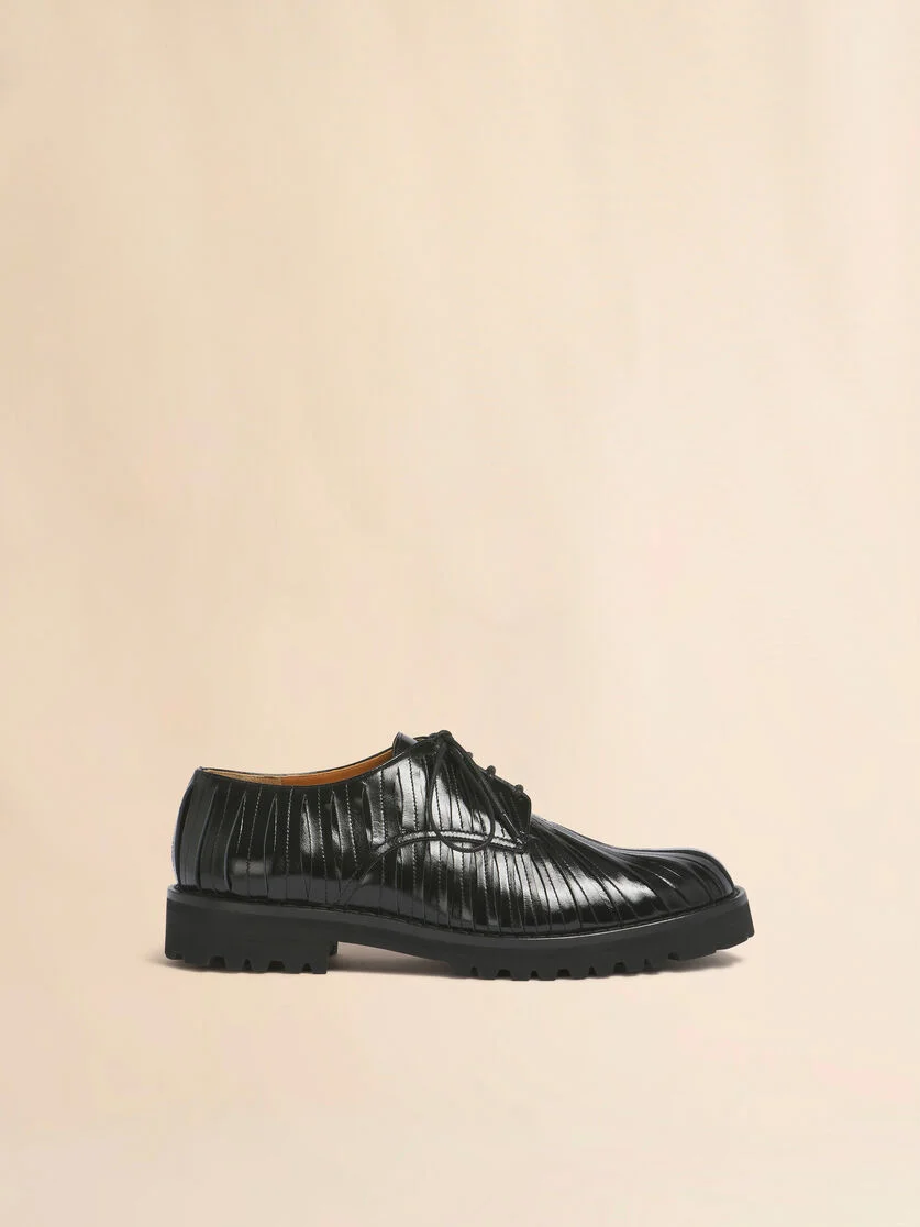 BLACK LEATHER STRIP DERBY SHOE - 1