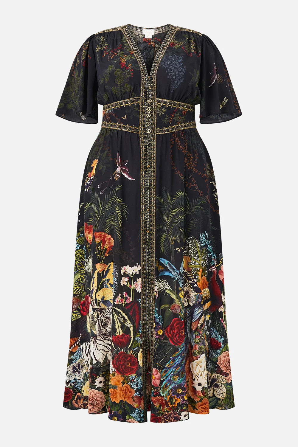 SHAPED WAISTBAND DRESS WITH FLUTTER SLEEVES PALACE ZOOLOGY - 1