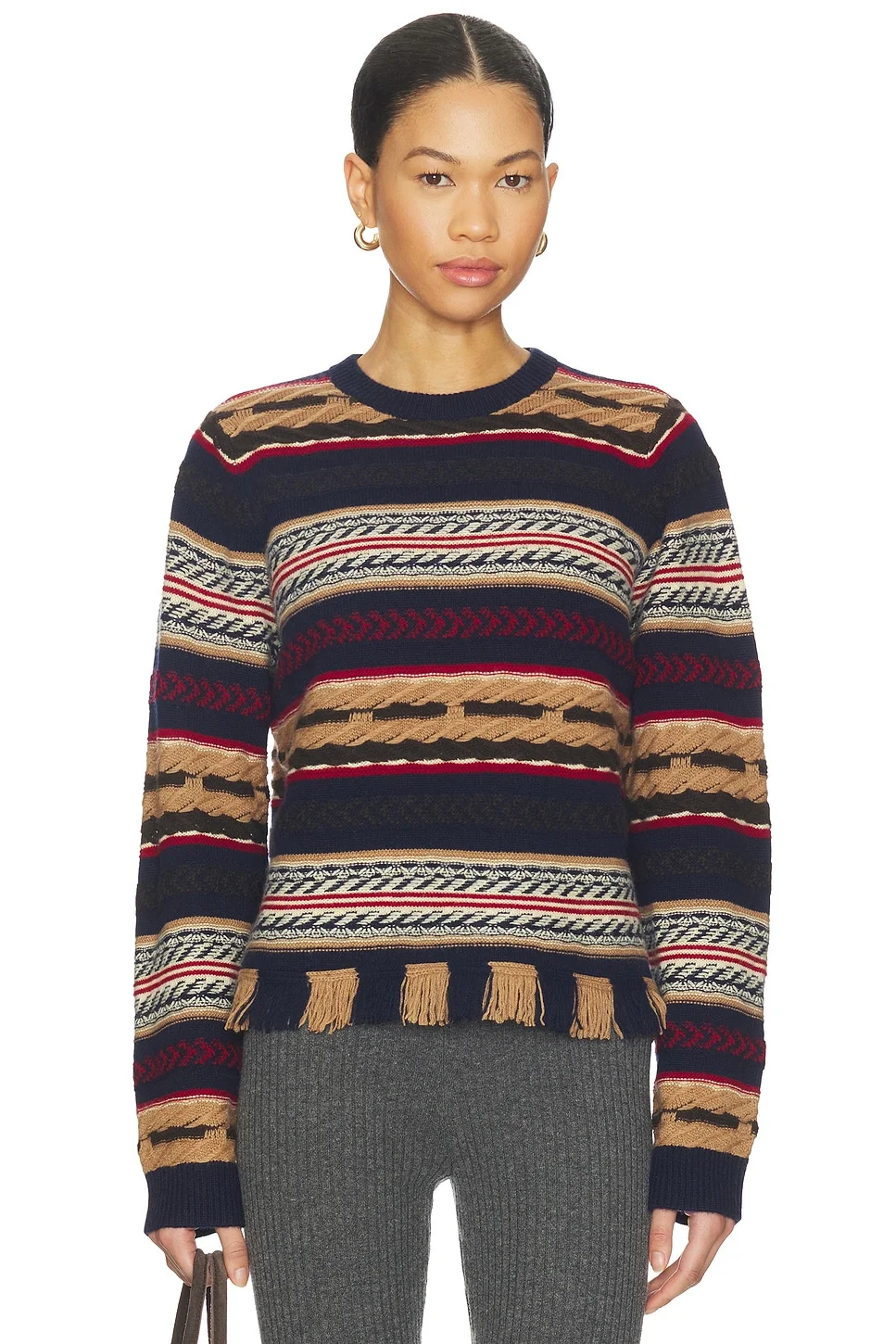 Western Stripe Crew Sweater - 1