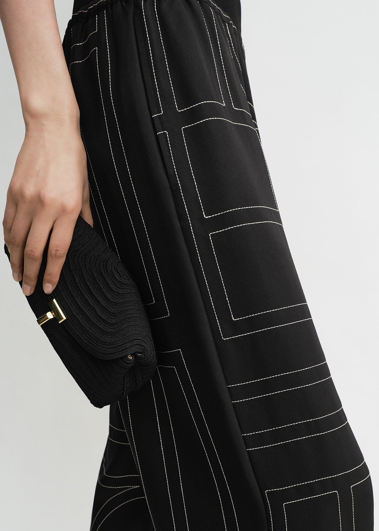 Monogram silk pj bottoms black - 5