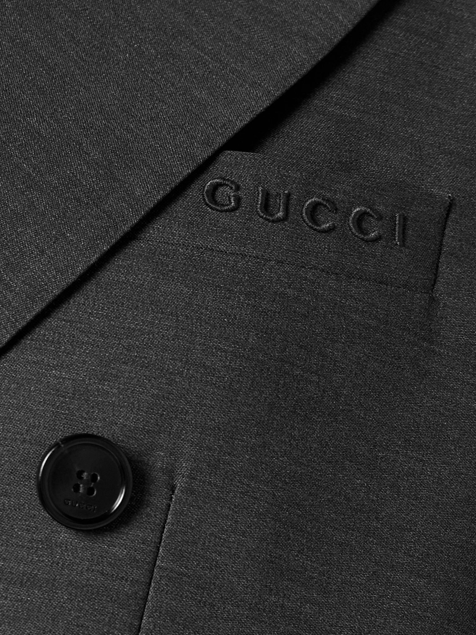 Double-breasted wool-crepe blazer Dark gray - 5