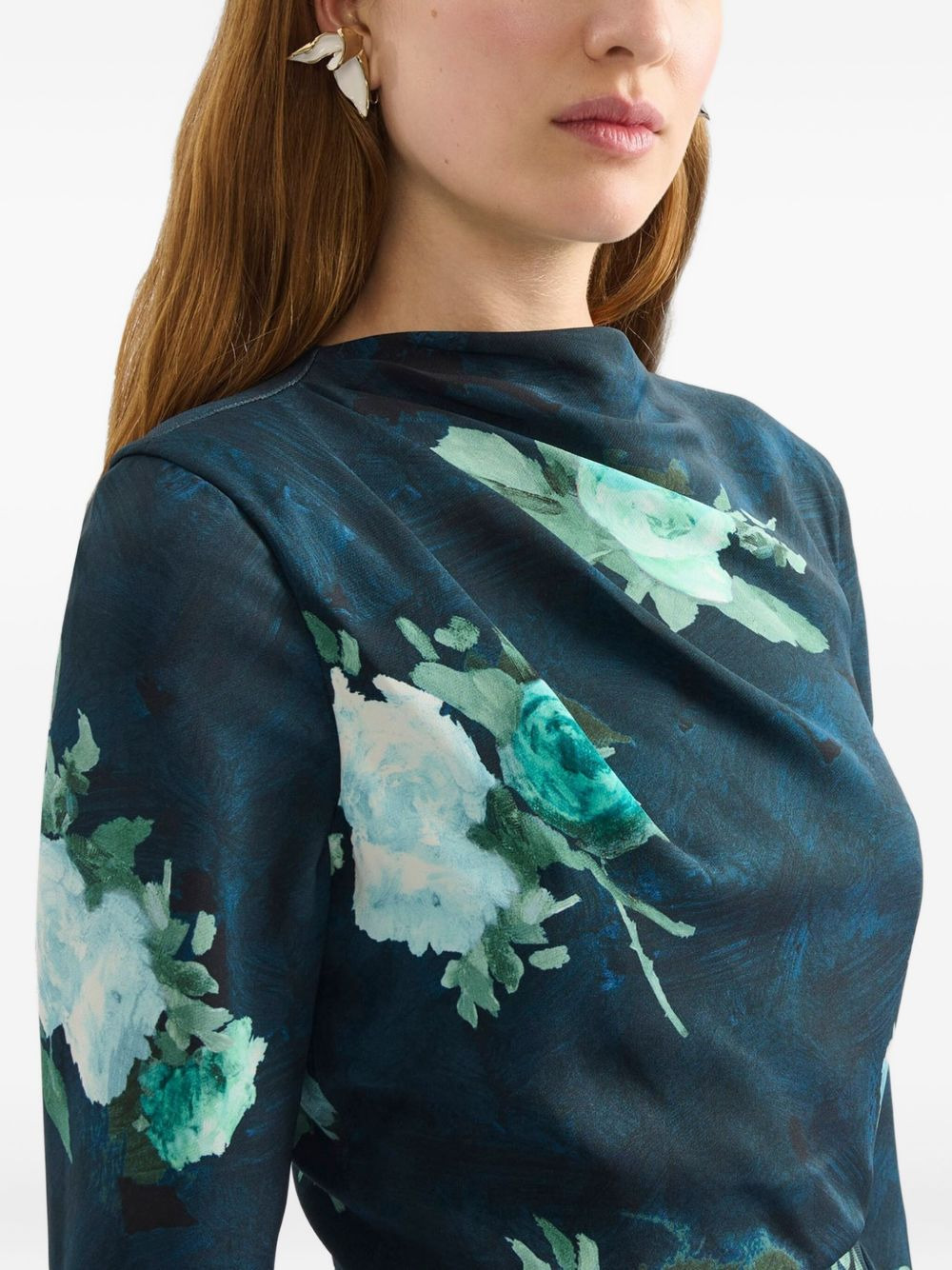 floral-draped midi dress - 4