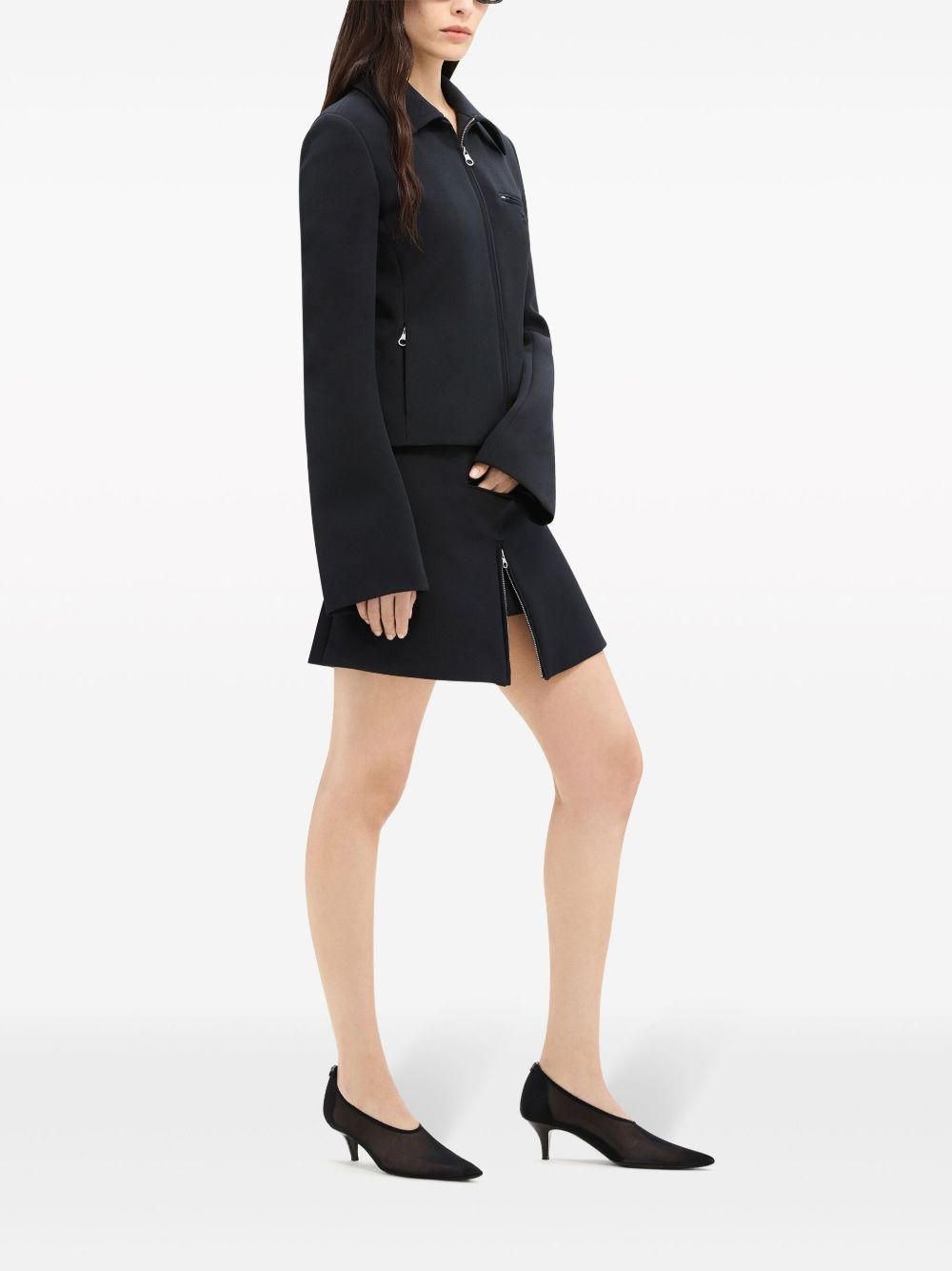 logo-embroidered zip-fastening twill jacket - 3