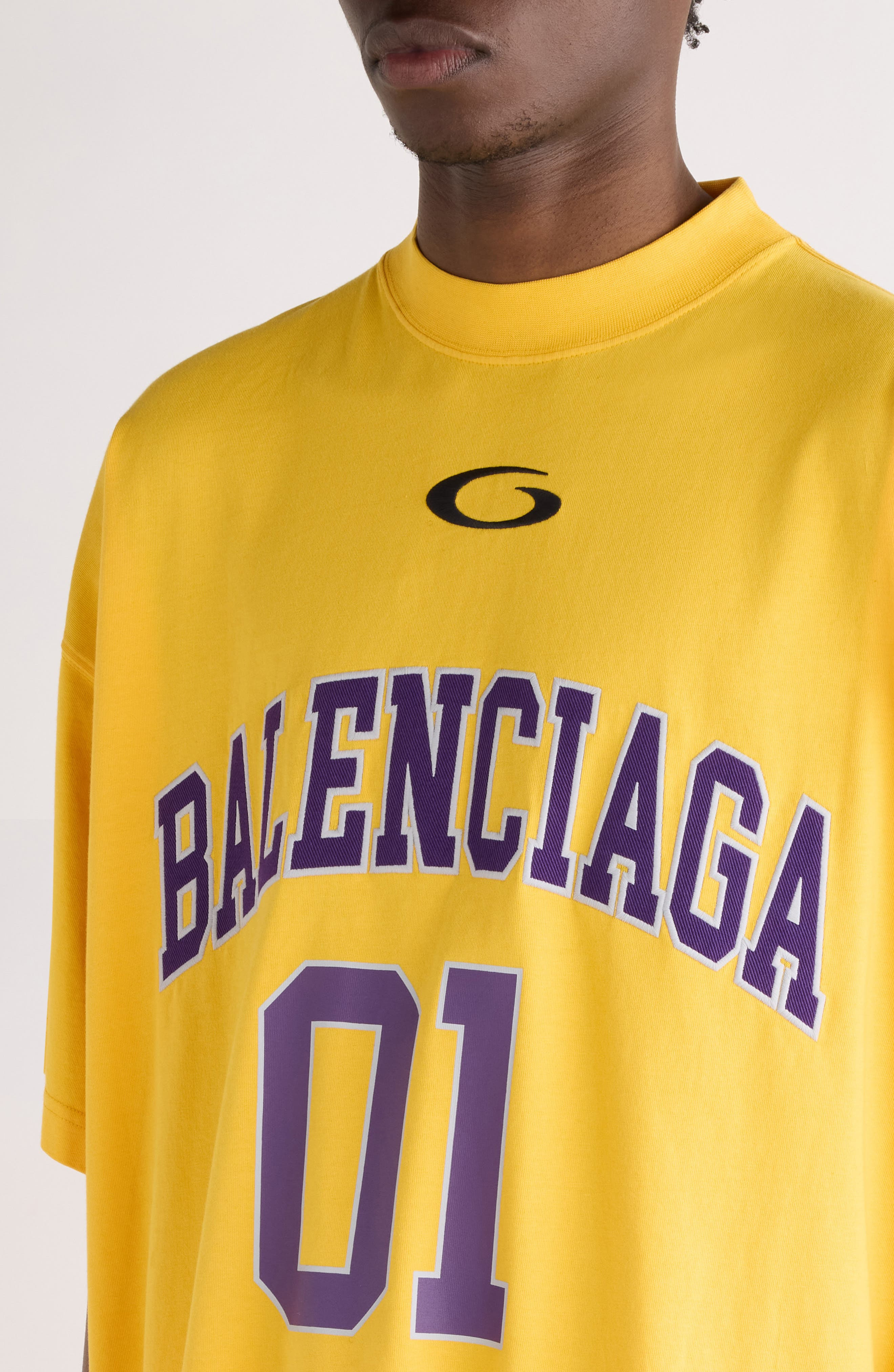 Balenciaga Jersey Oversize Cotton T-Shirt in 7090 Yellow/Deep Purple at Nordstrom - 5