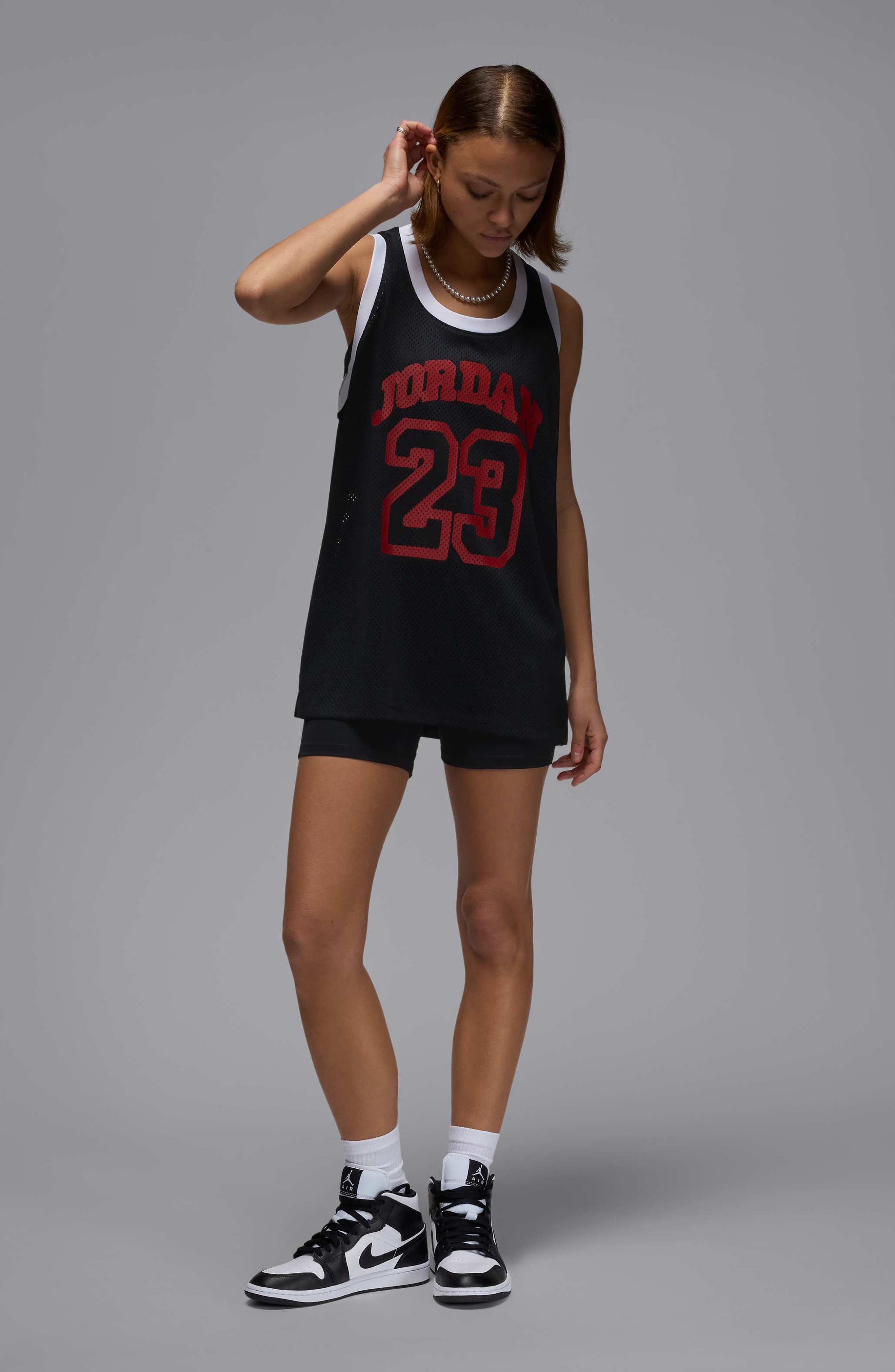 Jordan 40th Anniversary Mesh Tank Jersey in Black/Varsity Red/White at Nordstrom - 7