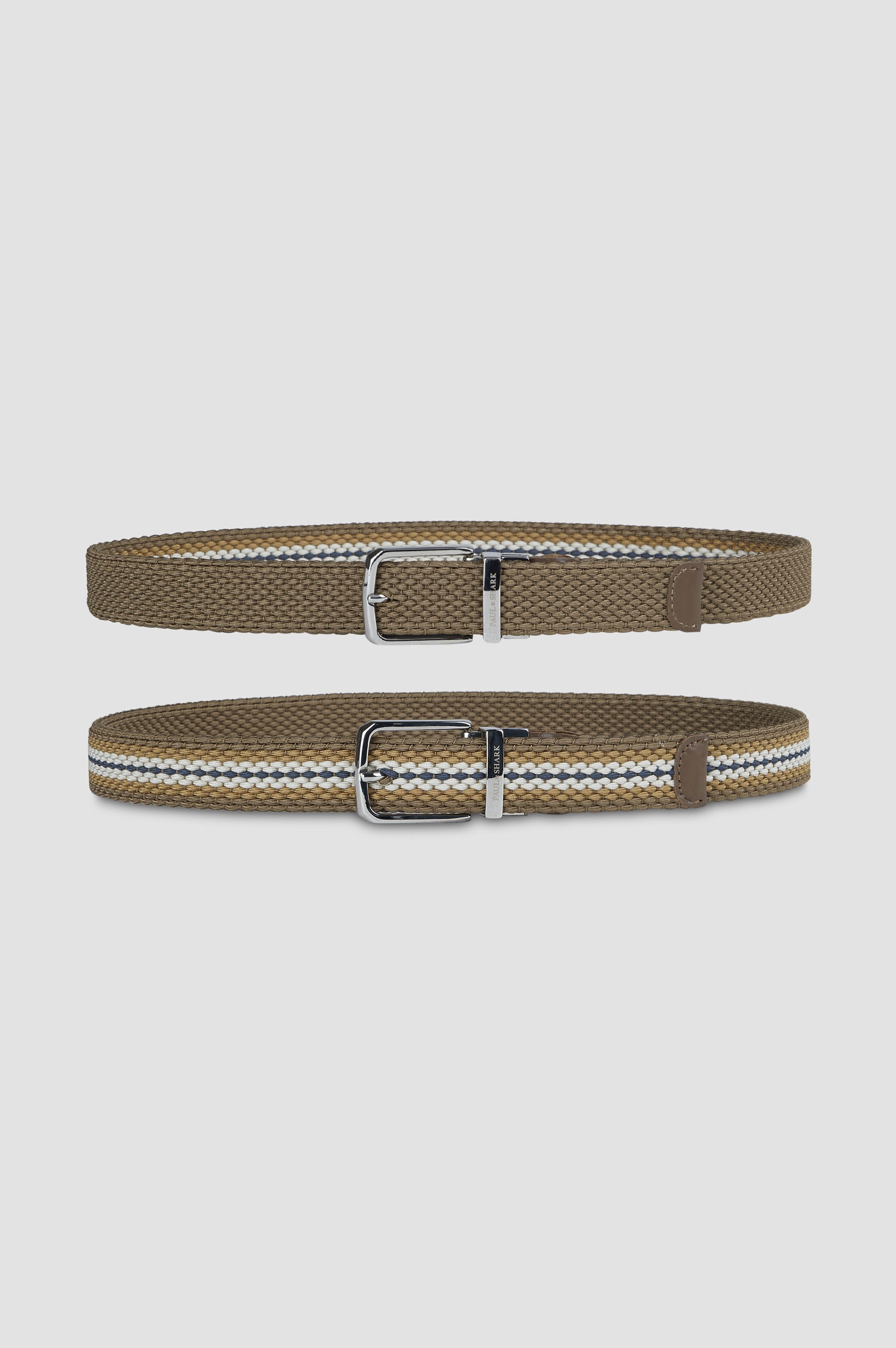 STRIPED ELASTIC BELT WITH LEATHER TRIMS - 3