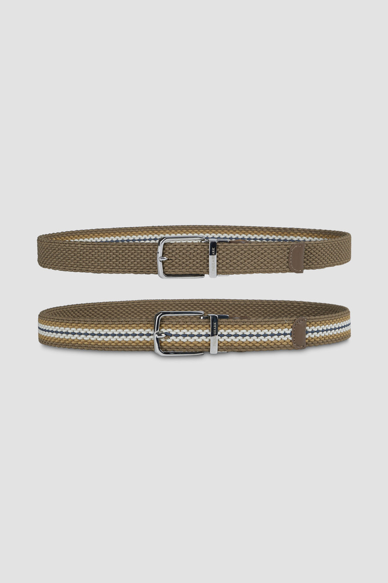 STRIPED ELASTIC BELT WITH LEATHER TRIMS 3