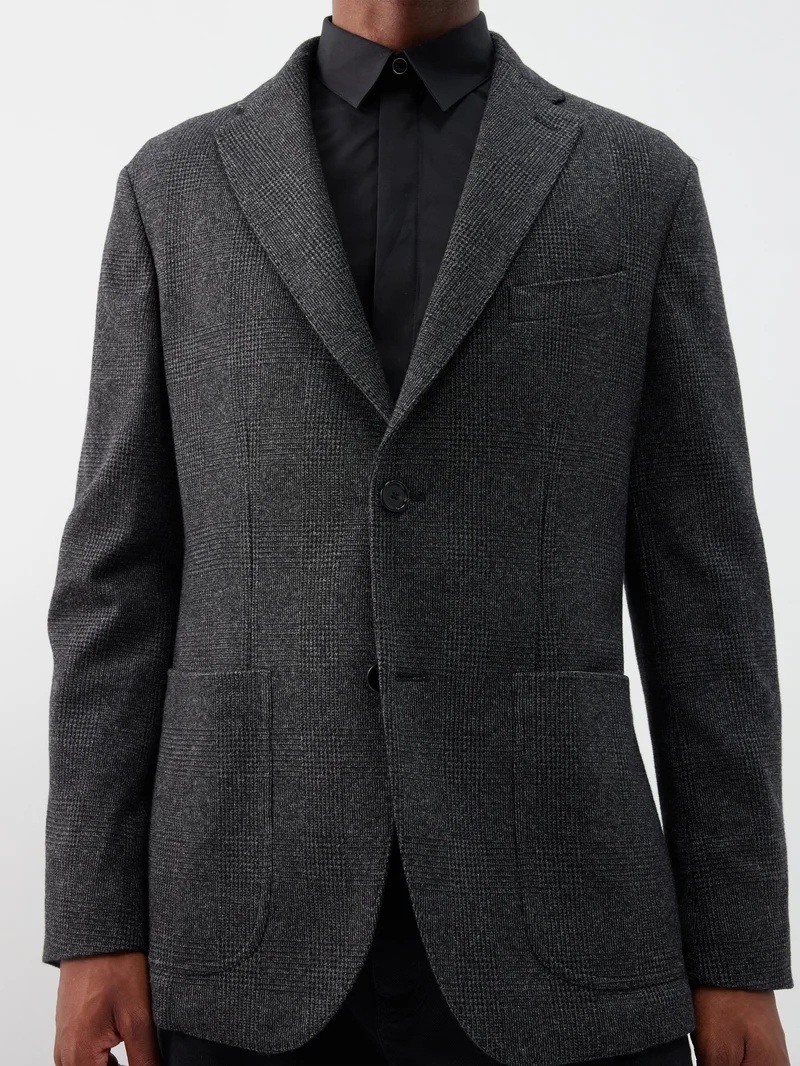 Prince of Wales-check cotton-blend blazer - 3