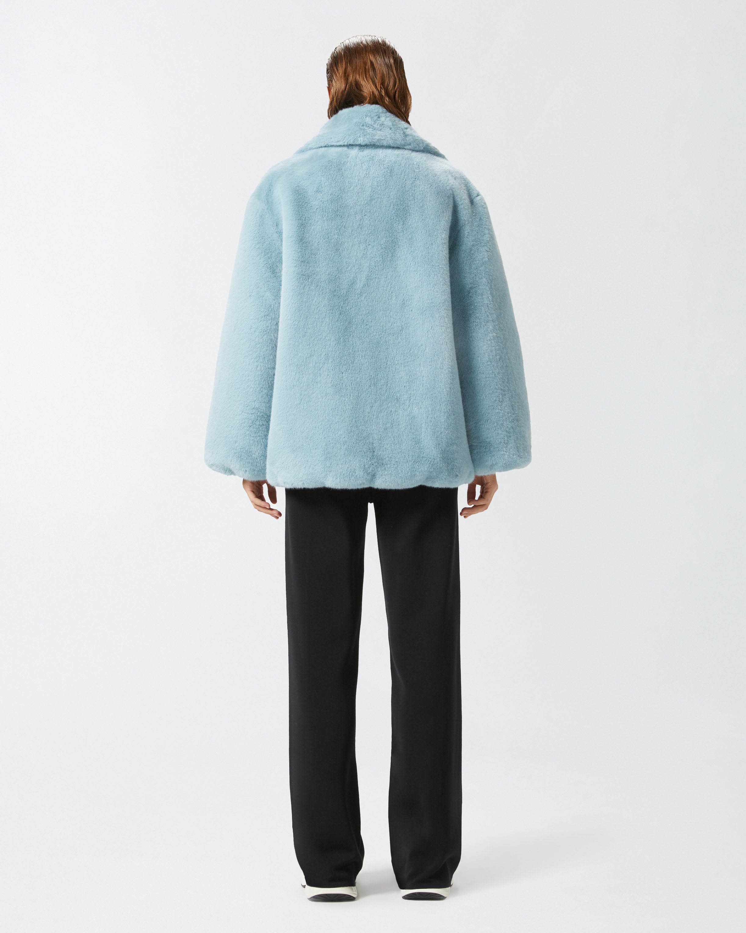 SHORT FAUX FUR PEA COAT - 4
