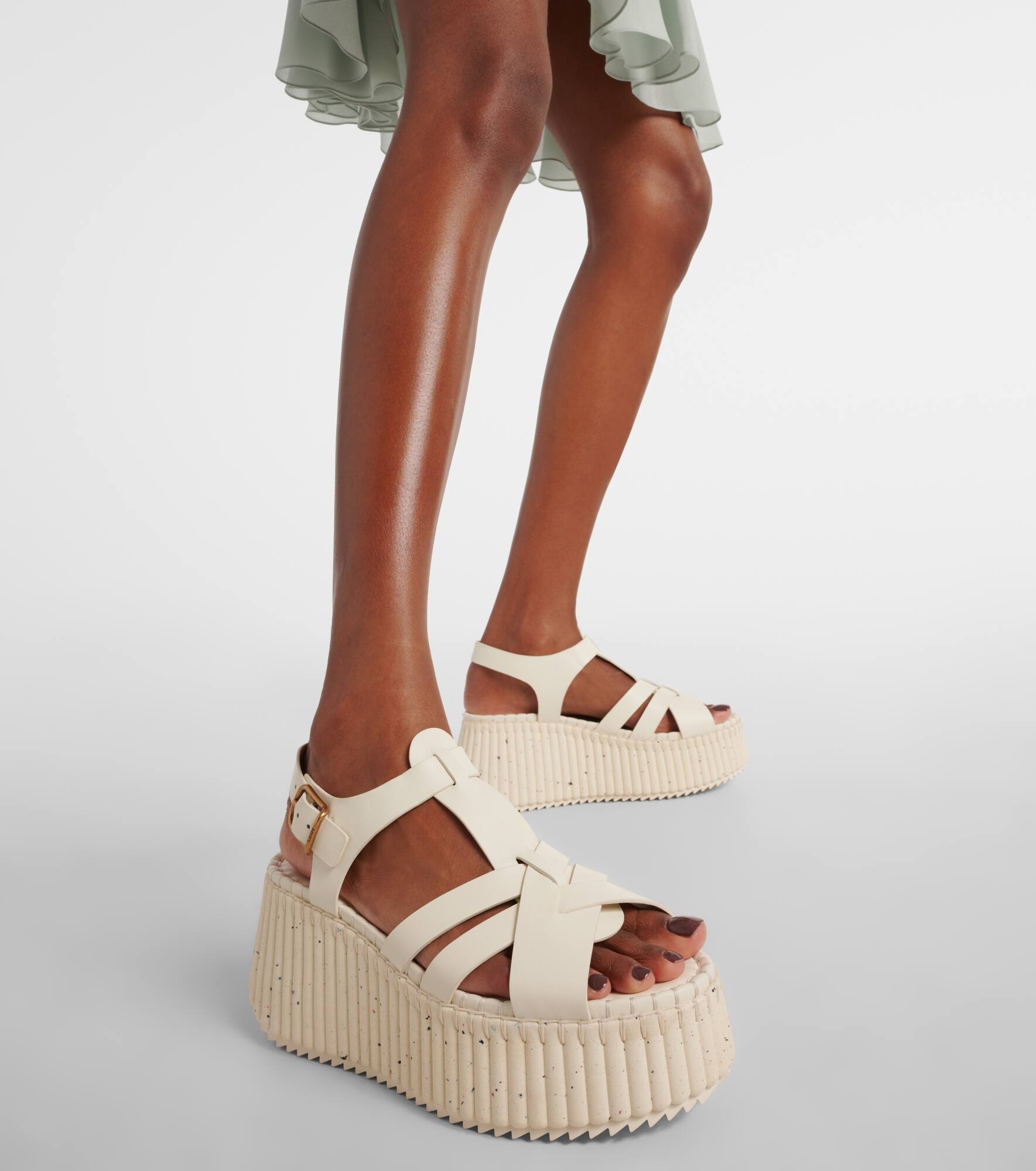 Chloé Nama 80 leather wedge sandals | mytheresa | REVERSIBLE