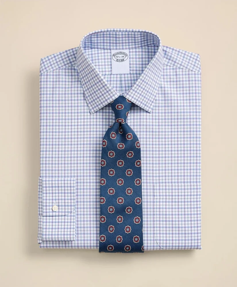 Stretch Supima® Cotton Non-Iron Broadcloth Ainsley Collar Multi Check Dress Shirt - 1