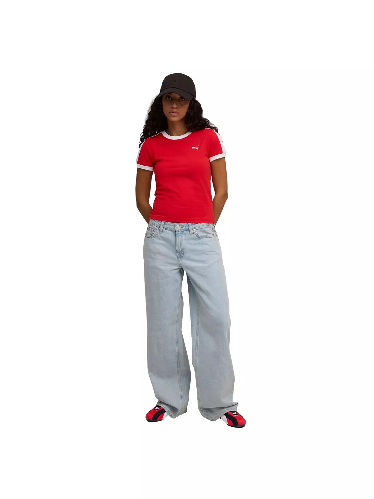 PUMA Women's T7 Slim Tee -Red - 3