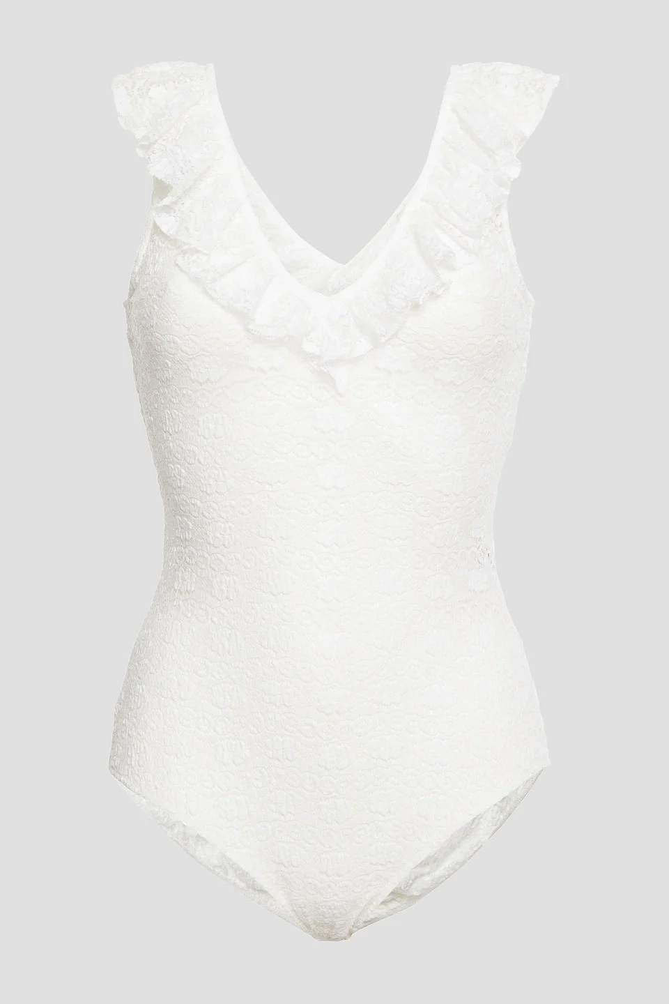 Ruffled stretch-lace bodysuit - 1