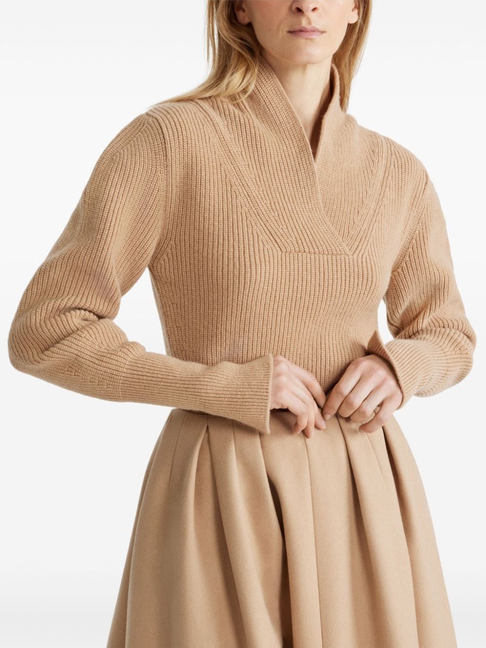 split cuffs knit sweater - 4