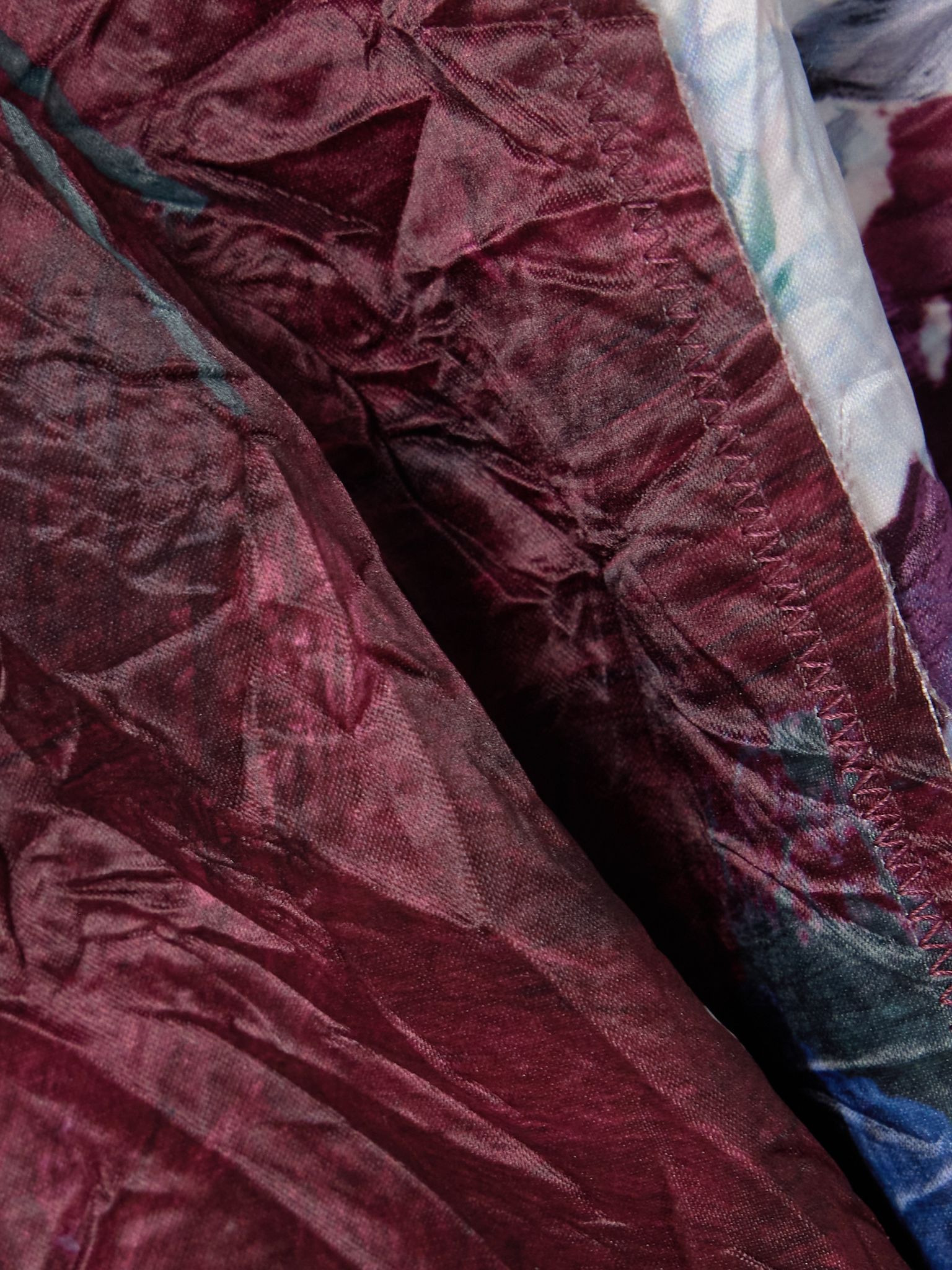 Floral-print crinkled duchesse-satin midi skirt Burgundy - 5