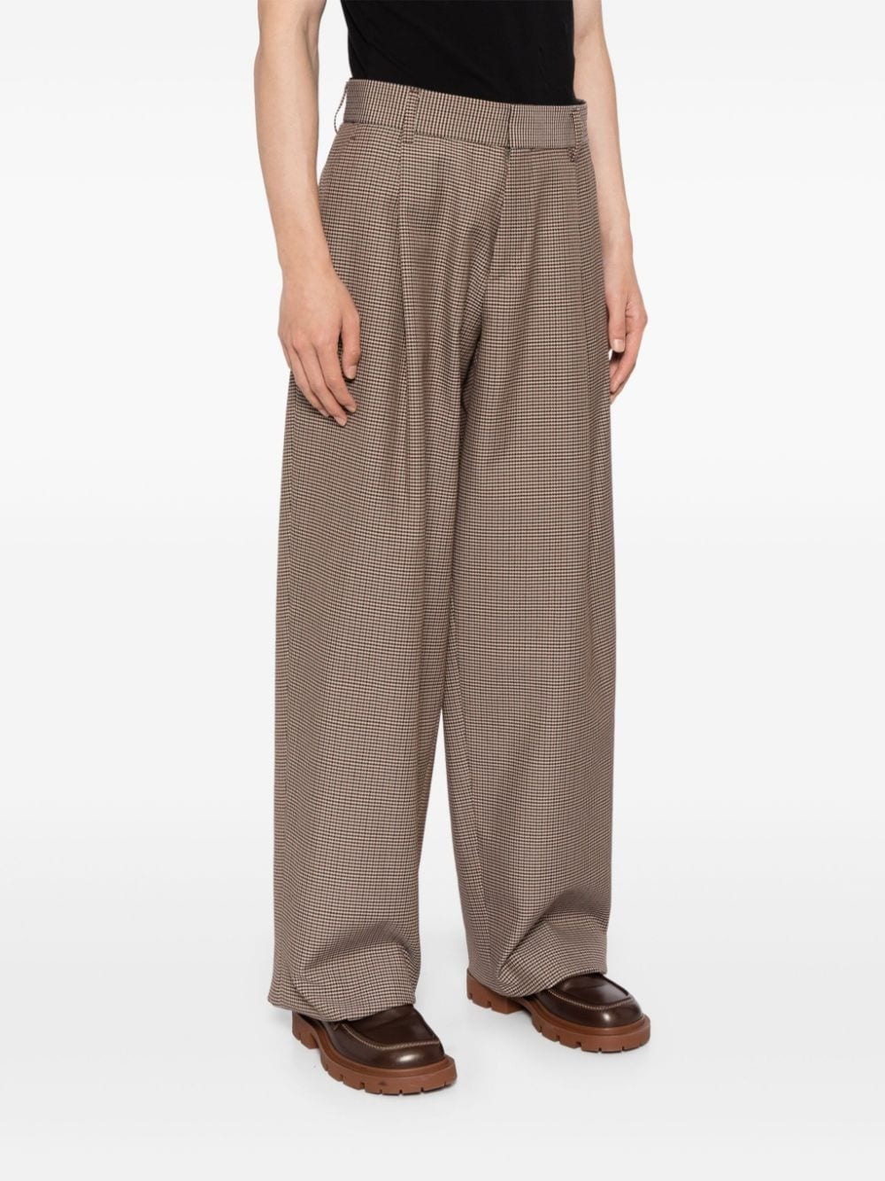houndstooth wide leg trousers - 3