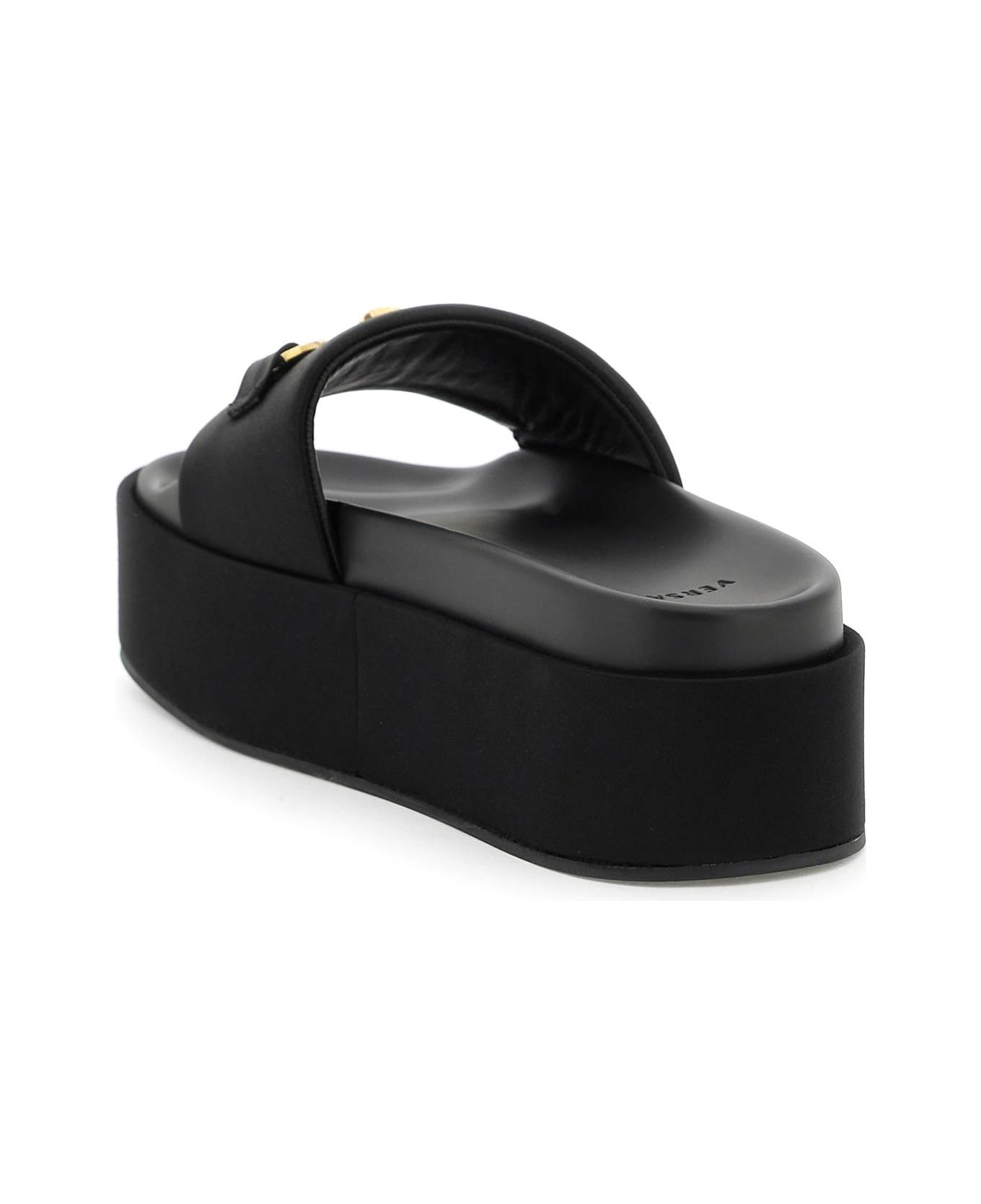 Medusa Head Plaque Platform Mules - 3