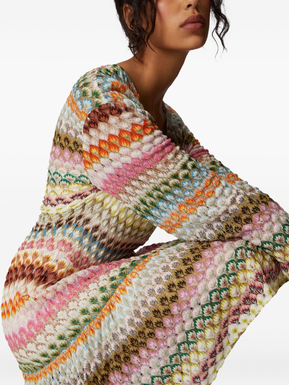 zigzag-pattern midi dress - 4
