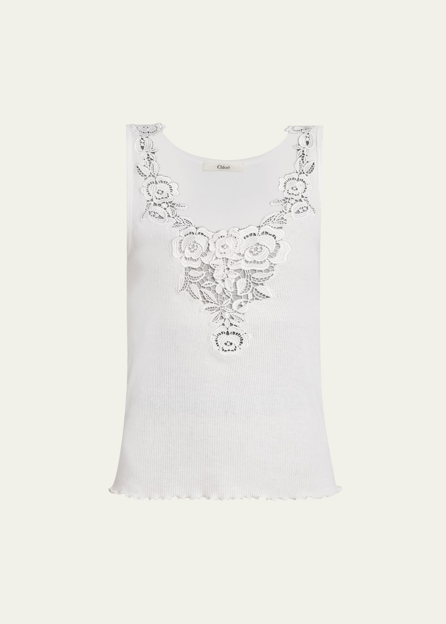 Ribbed Lace-Front Tank - 1