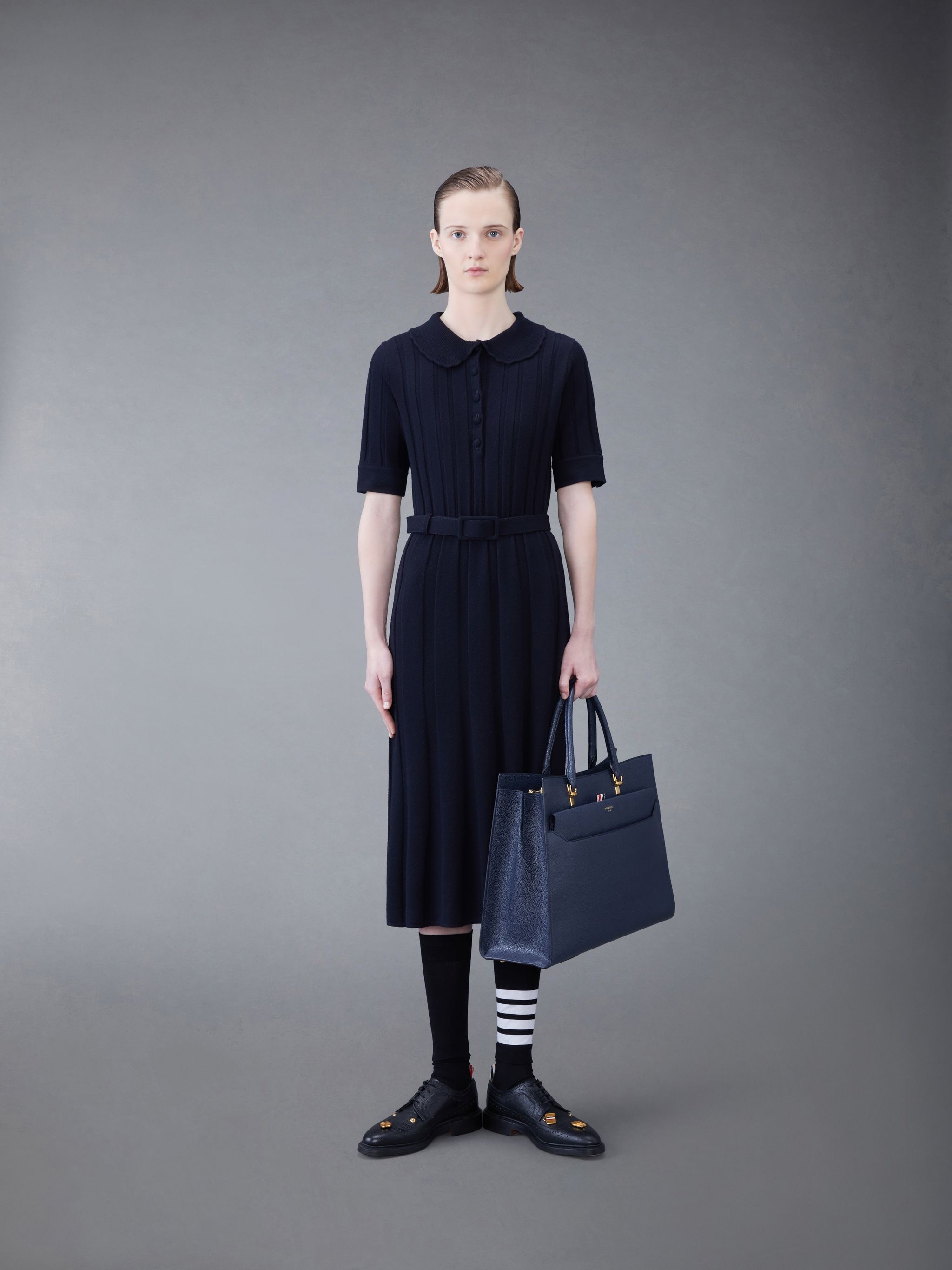 Wide Rib Boiled Merino Polo Dress - 4