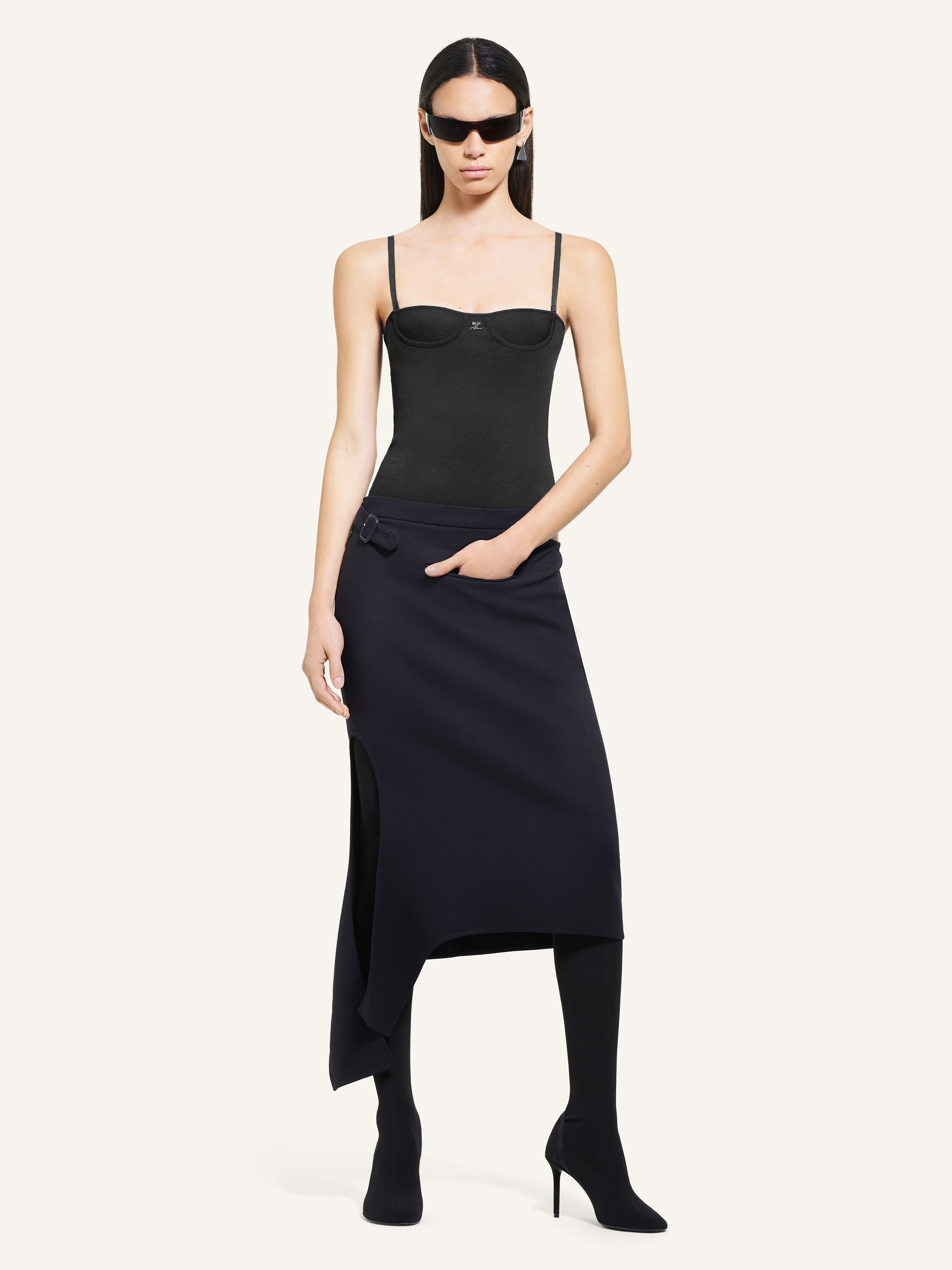 MIDI SLASH SKIRT - 2