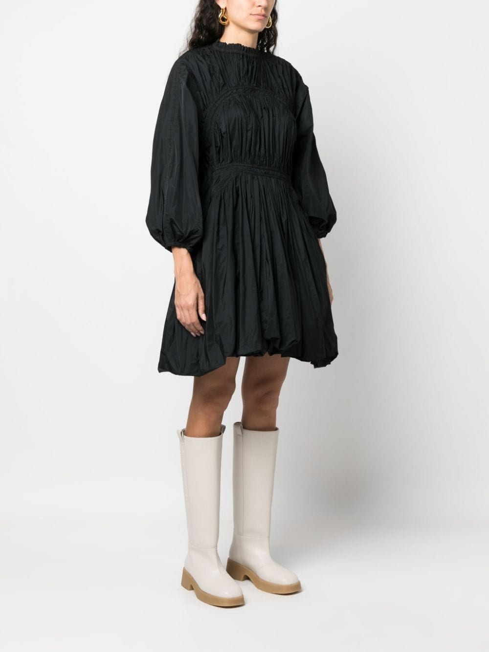 long-sleeved pleated minidress - 3