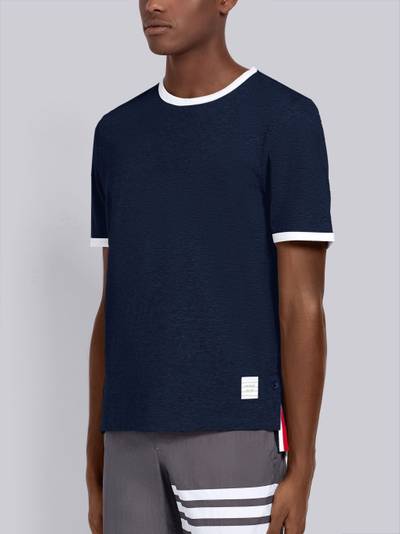 Thom Browne Navy Cotton Contrast Trim Tee outlook