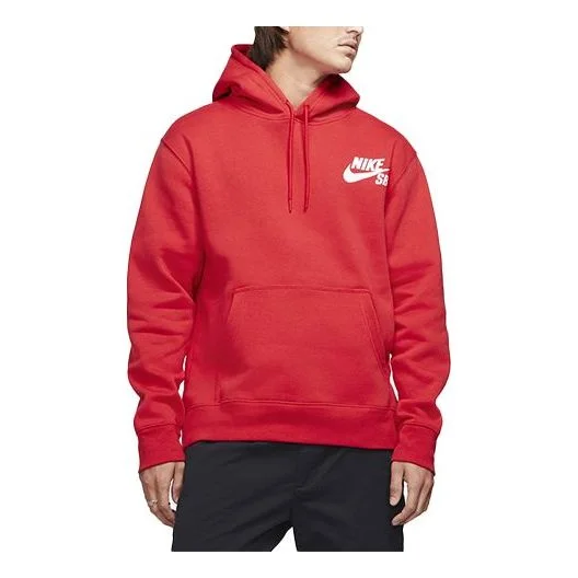 Nike SB Skateboard Icon Skateboard Hooded Long Sleeve Logo Pullover Sweatshirt Men's University Red - 1