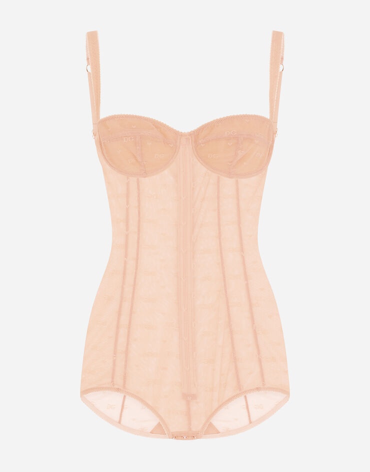 Jacquard tulle balconette bodysuit - 1