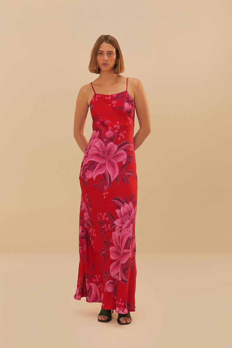Red Summer Fruit Lenzing™ Ecovero™ Viscose Maxi Dress 1
